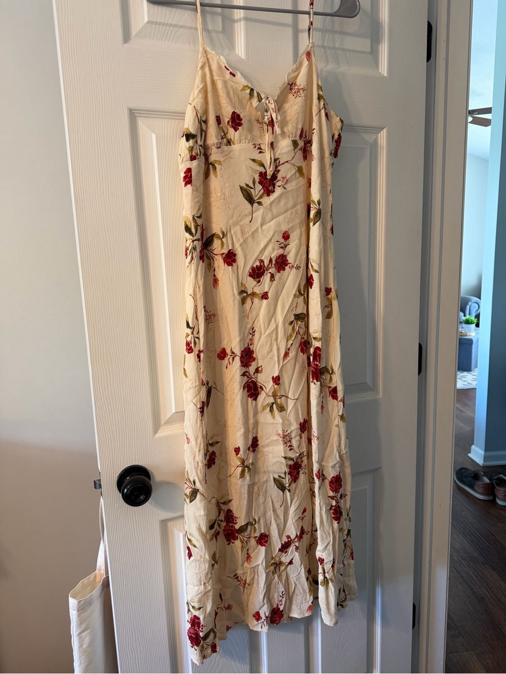 Workshop Republic Clothing Cream Maxi Dress with Red Floral Print